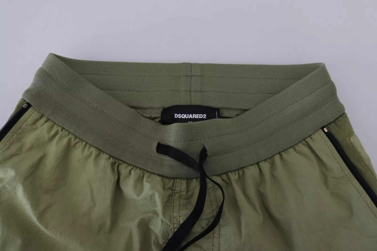 Short fuselé vert en coton taille mi-haute à cordon Dsquared²
