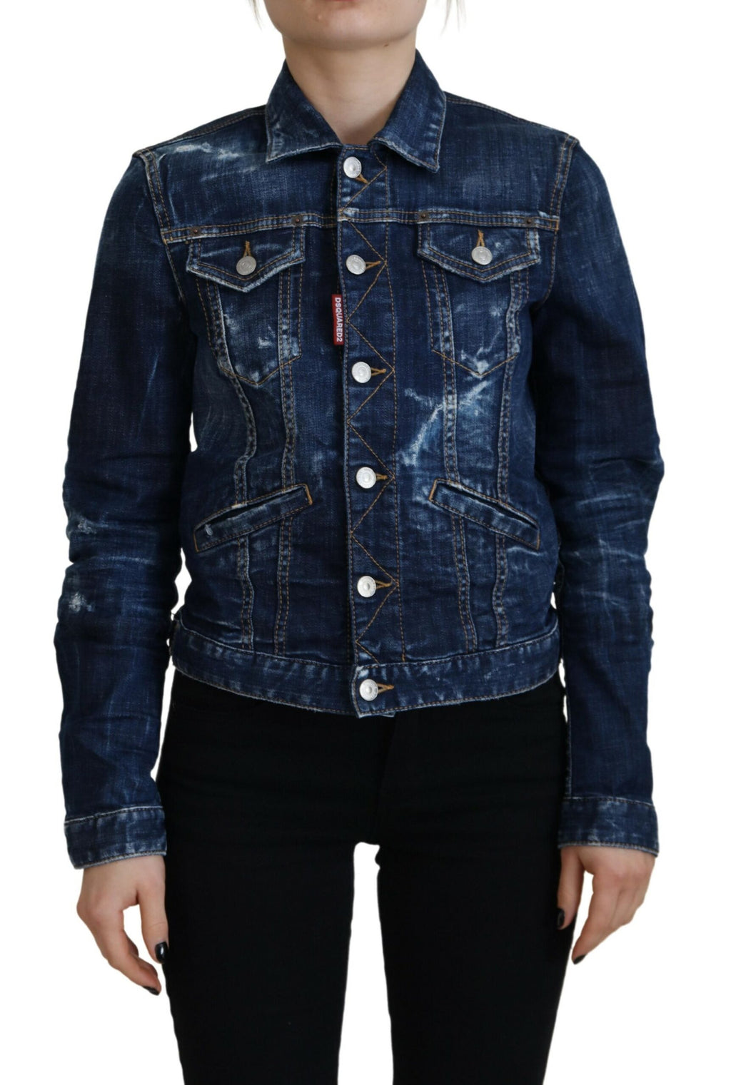 Veste en jean Dsquared² Blue Icon imprimée et délavée