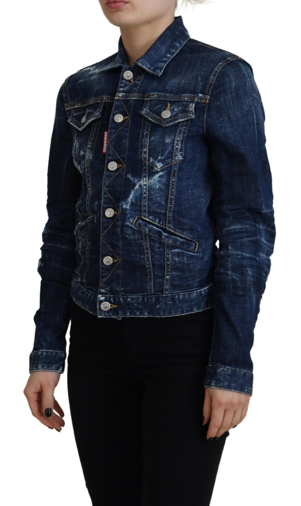 Veste en jean Dsquared² Blue Icon imprimée et délavée