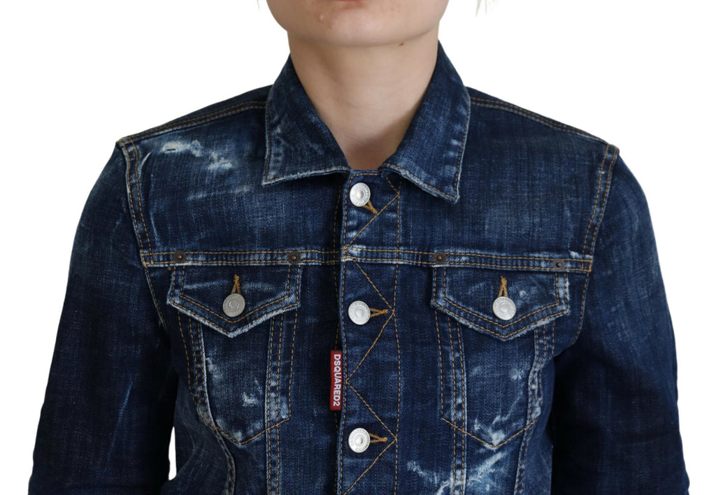 Veste en jean Dsquared² Blue Icon imprimée et délavée