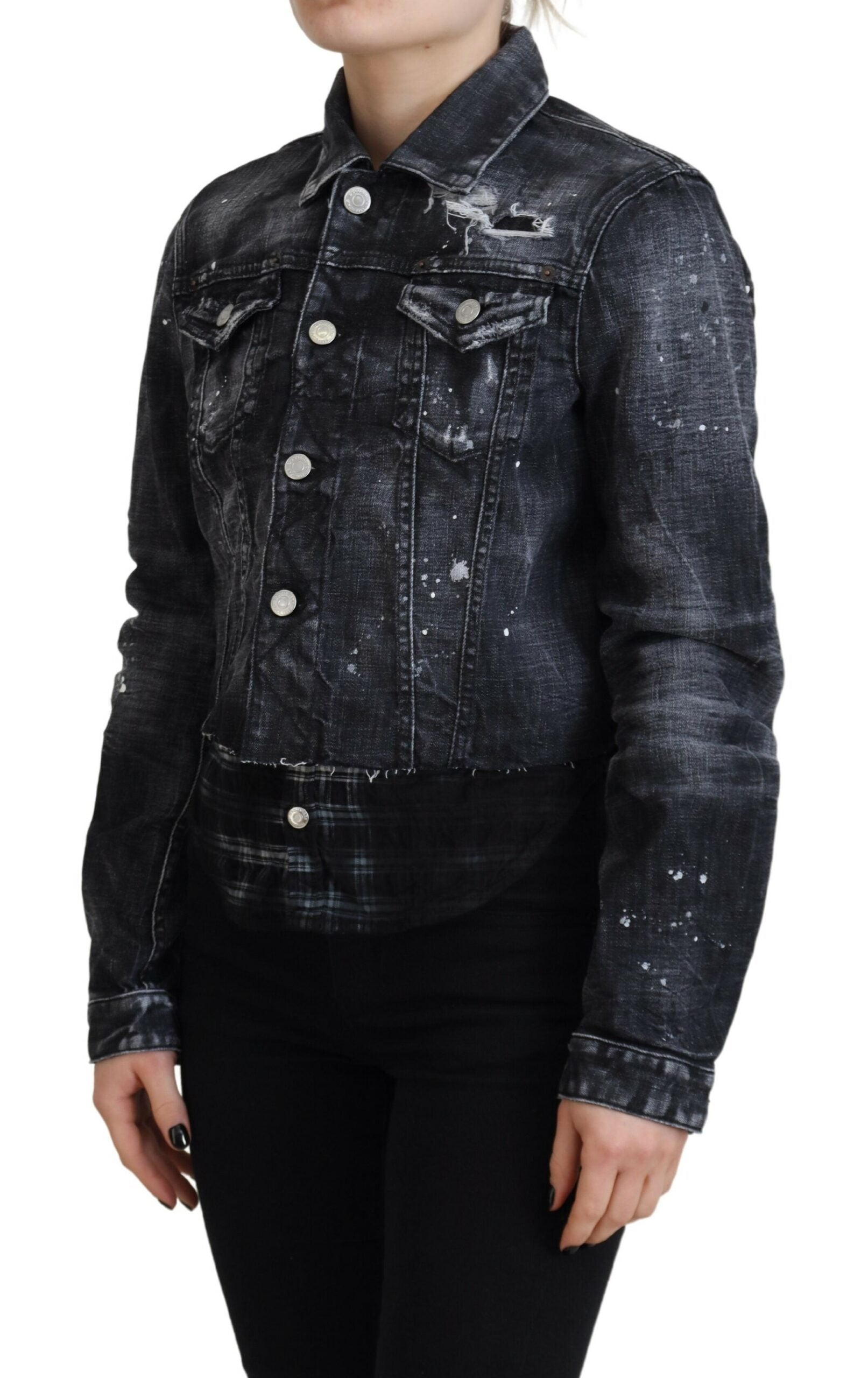 Dsquared² Grey Denim Jackets for Women detail view