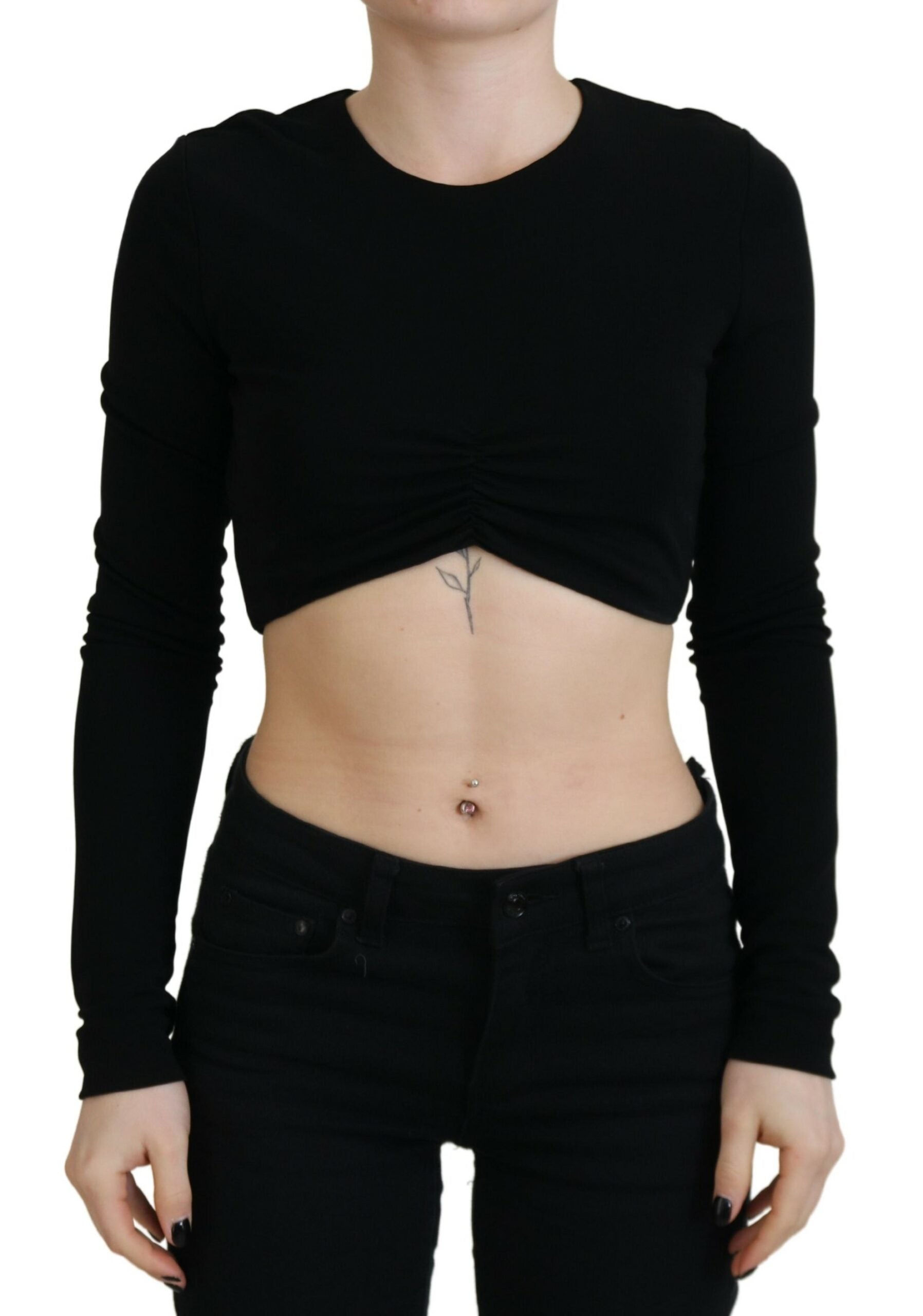 Haut court Dsquared² noir en viscose à col rond et manches longues