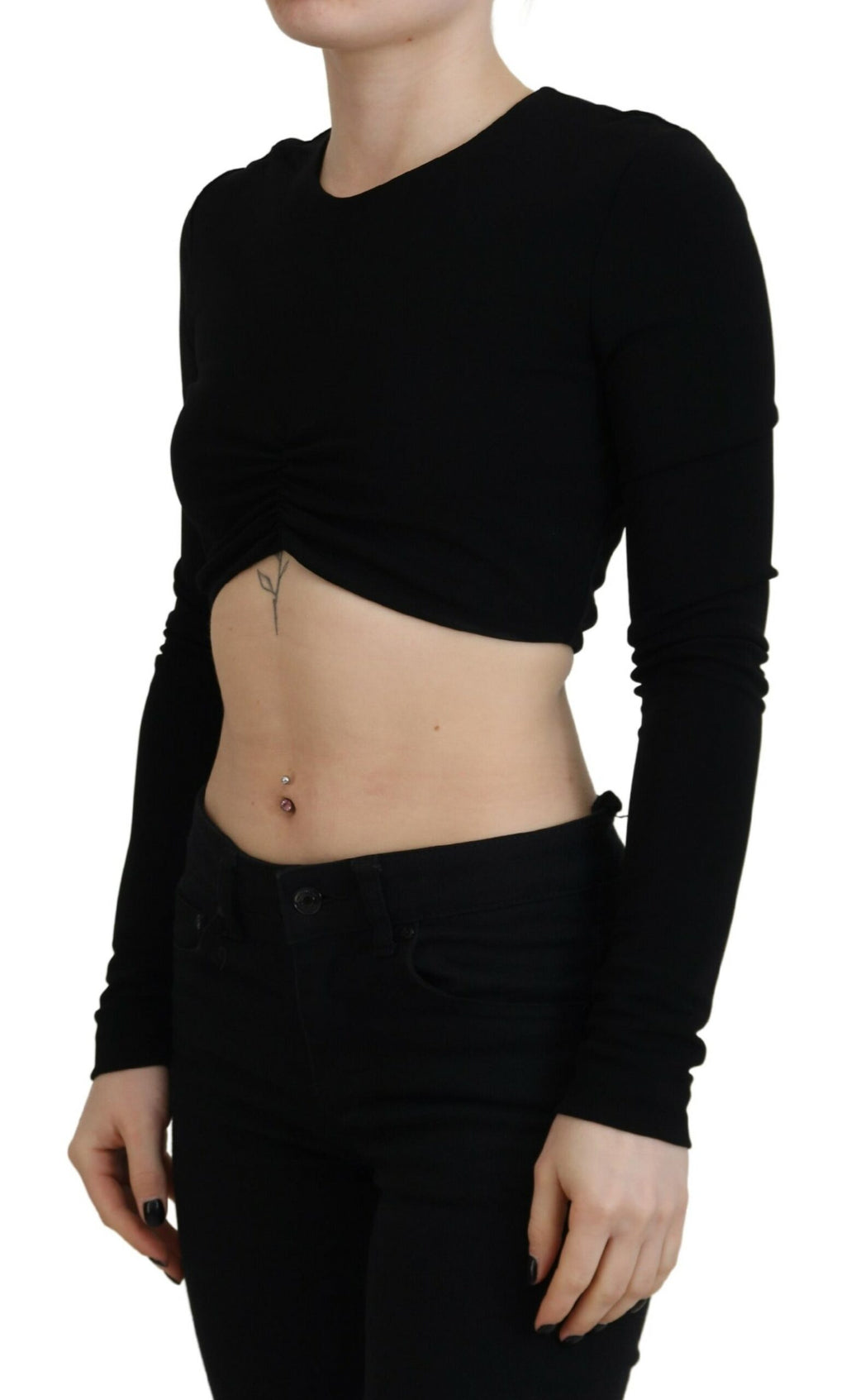Haut court Dsquared² noir en viscose à col rond et manches longues