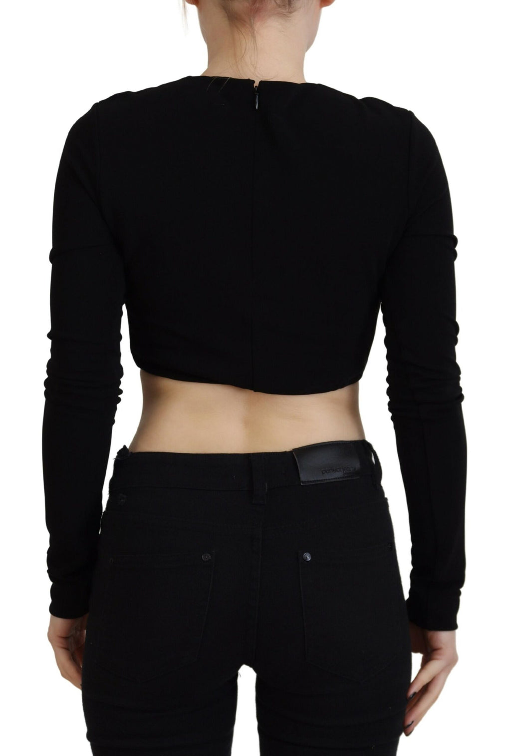 Haut court Dsquared² noir en viscose à col rond et manches longues