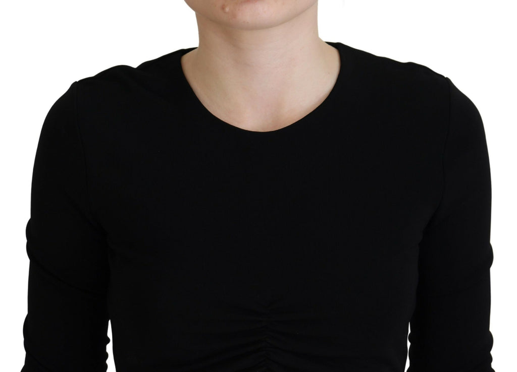 Haut court Dsquared² noir en viscose à col rond et manches longues