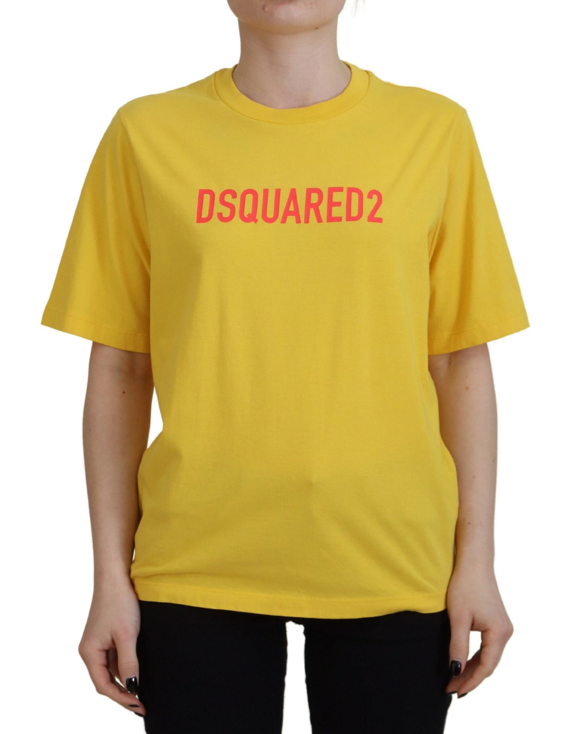 T-shirt en coton à col rond Dsquared² imprimé logo jaune Easy Tee