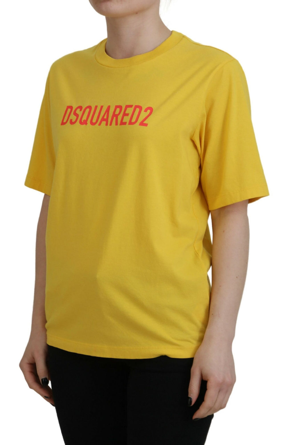 T-shirt en coton à col rond Dsquared² imprimé logo jaune Easy Tee
