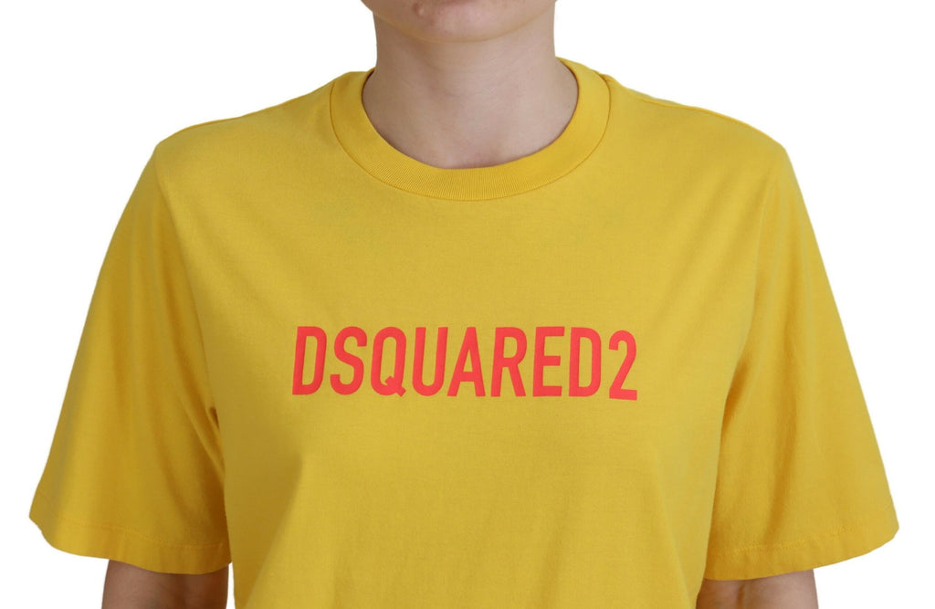 T-shirt en coton à col rond Dsquared² imprimé logo jaune Easy Tee