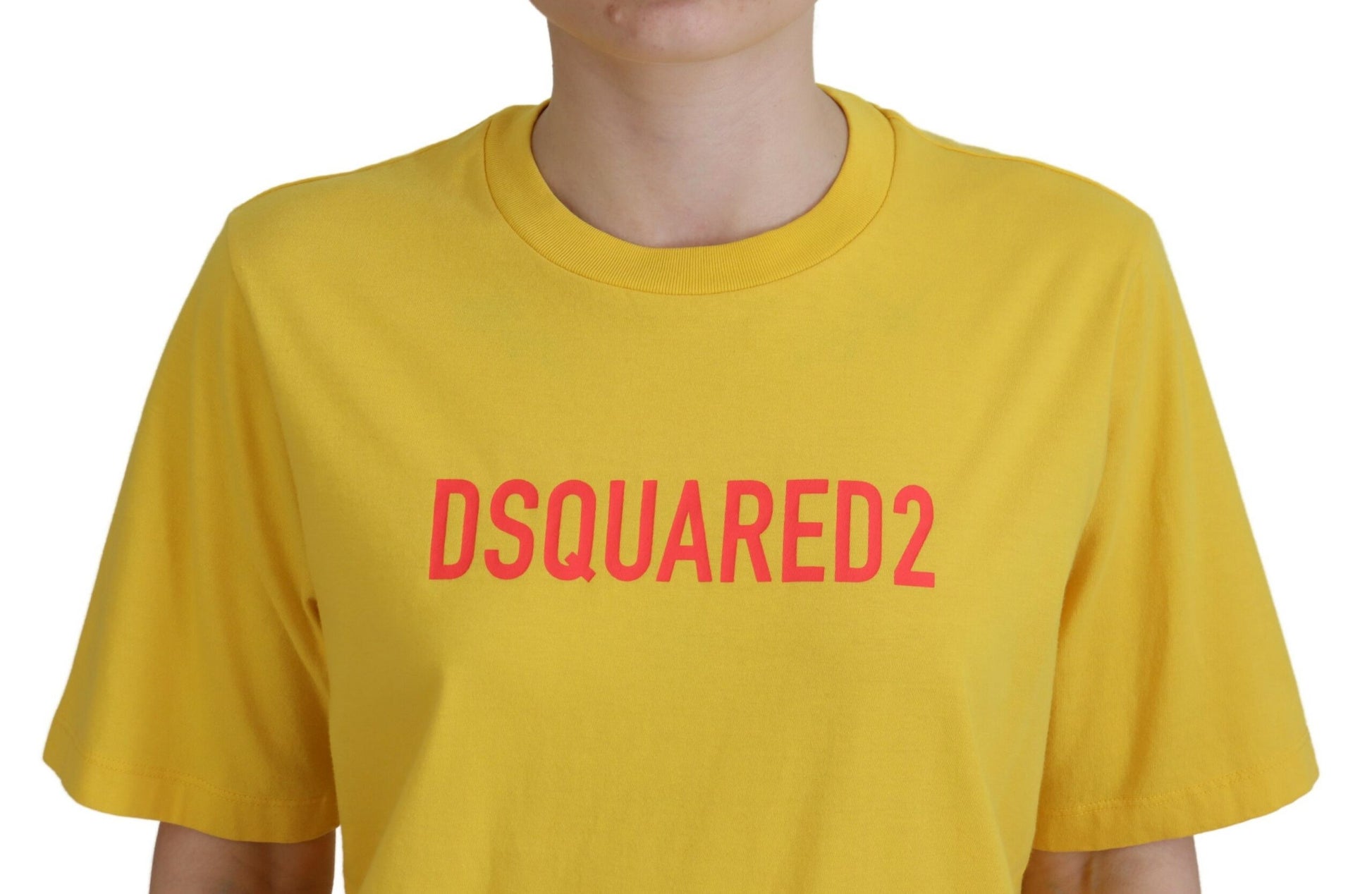 T-shirt en coton à col rond Dsquared² imprimé logo jaune Easy Tee