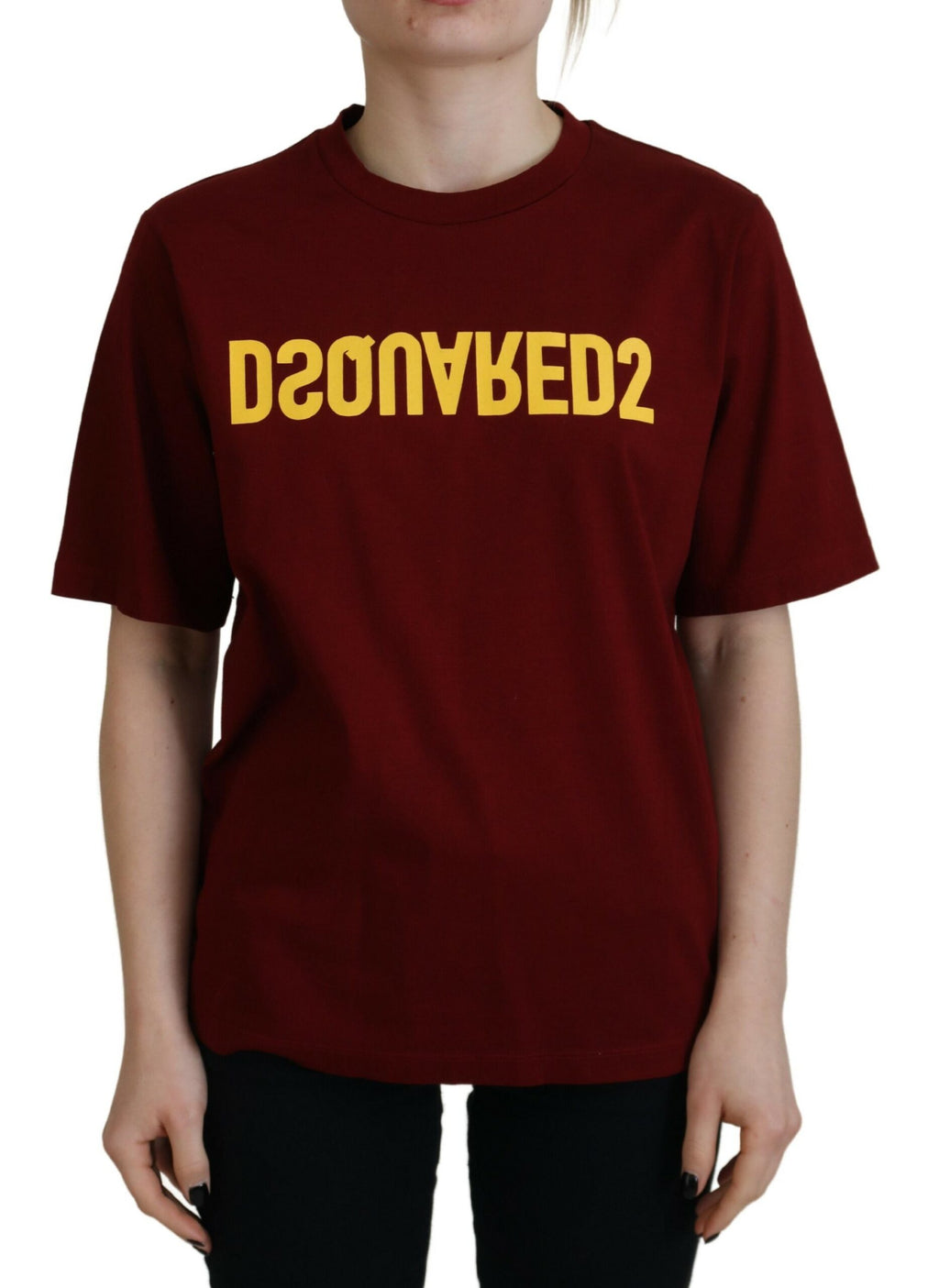 T-shirt col rond à manches courtes en coton à logo marron Dsquared²