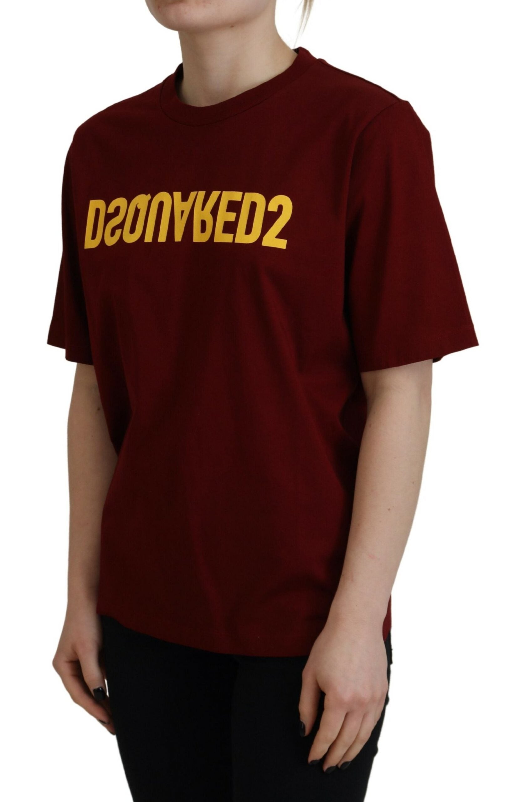 T-shirt col rond à manches courtes en coton à logo marron Dsquared²