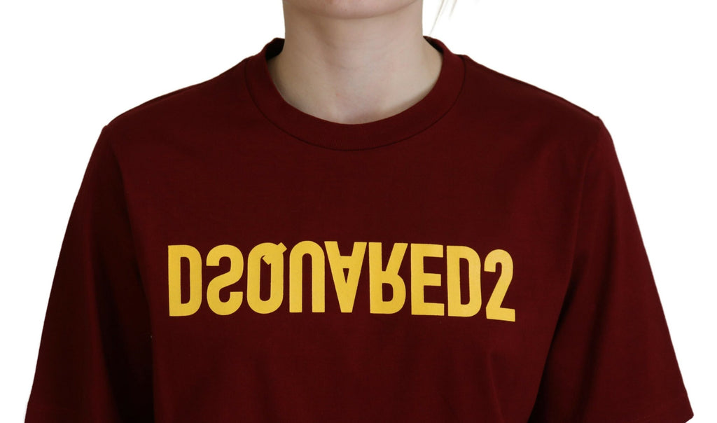 T-shirt col rond à manches courtes en coton à logo marron Dsquared²