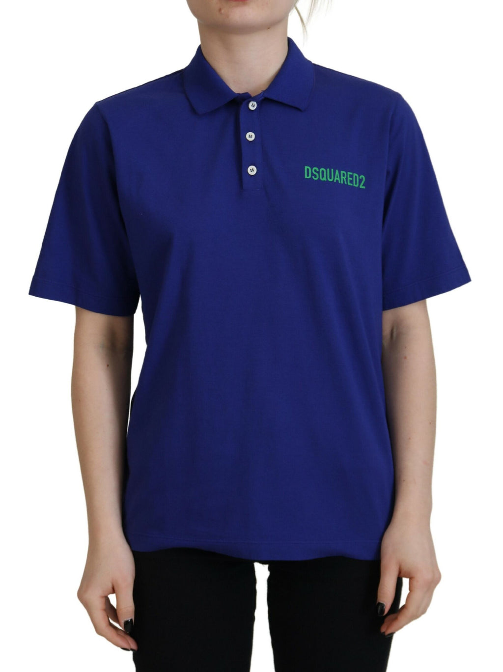 T-shirt Dsquared² bleu à col polo et manches courtes motif écritures