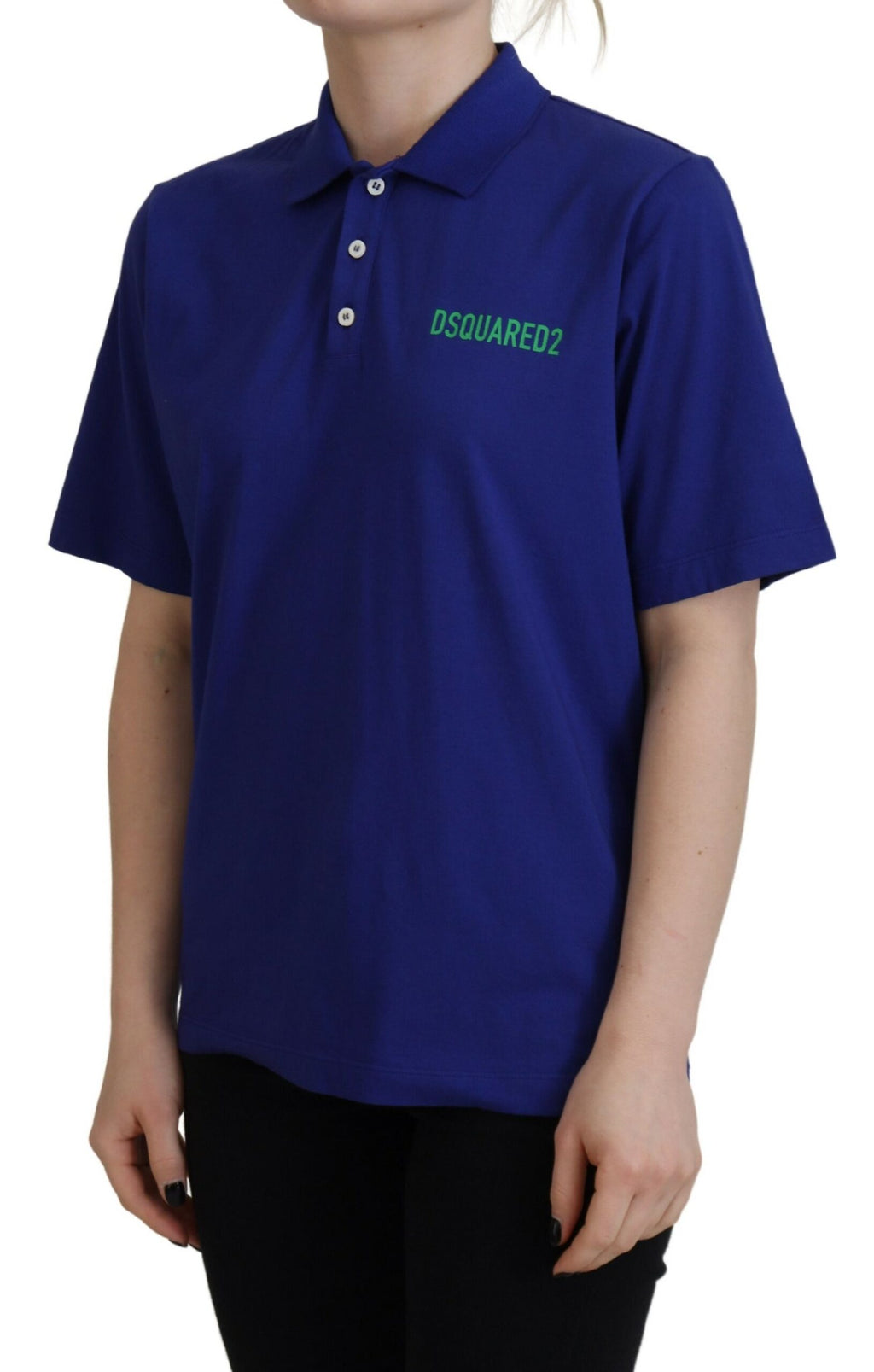 T-shirt Dsquared² bleu à col polo et manches courtes motif écritures