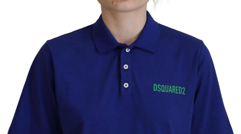 T-shirt Dsquared² bleu à col polo et manches courtes motif écritures