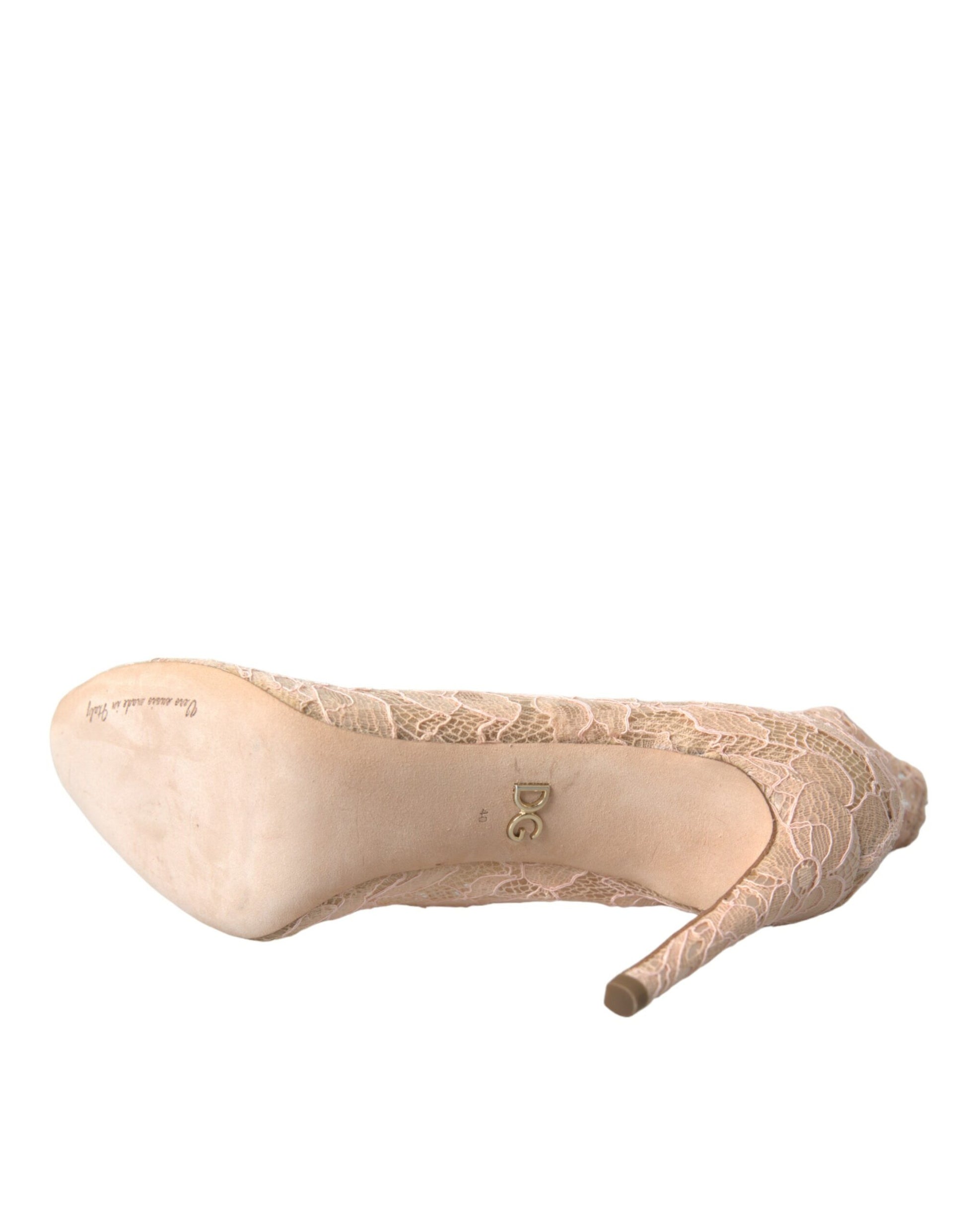 Chaussures Bottines Dolce & Gabbana en Dentelle Taormina Élastique Beige