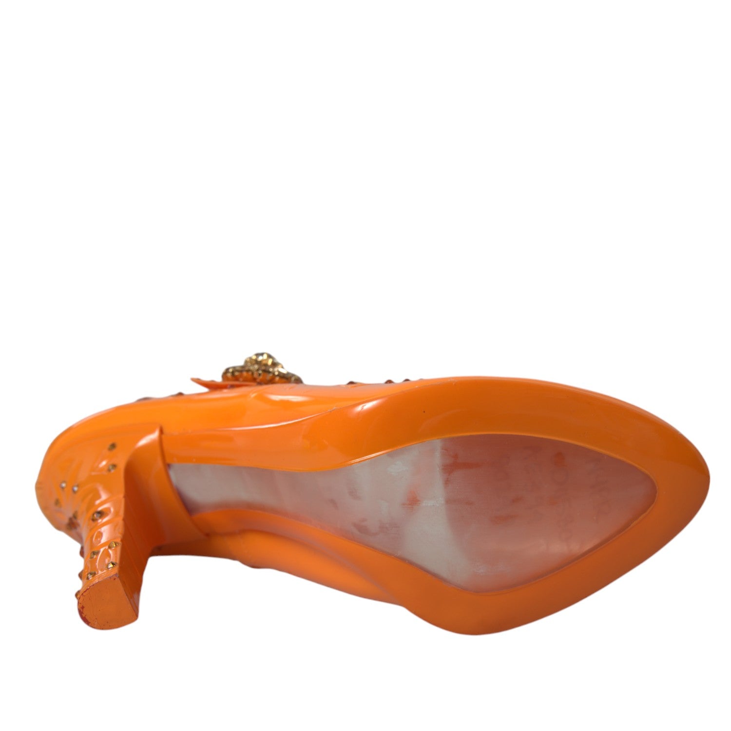 Chaussures à talons Dolce & Gabbana Cendrillon oranges à fleurs et cristaux