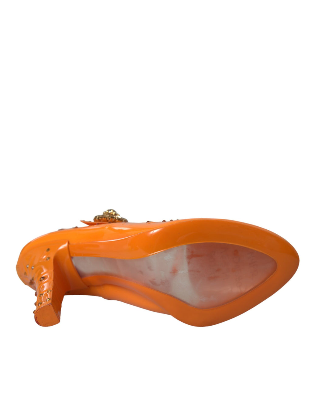 Chaussures à talons Dolce & Gabbana Cendrillon oranges à fleurs et cristaux
