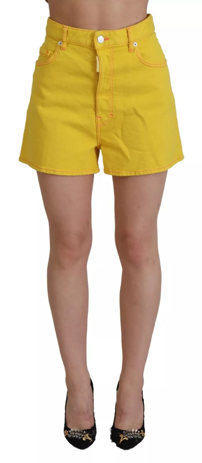 Shorts taille haute amples femme en coton jaune Dsquared²