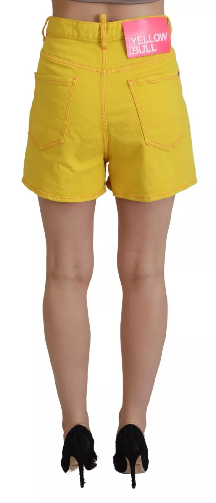 Shorts taille haute amples femme en coton jaune Dsquared²