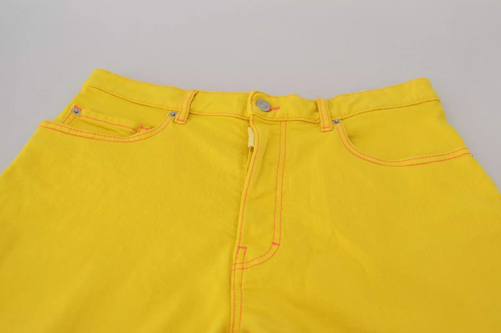 Shorts taille haute amples femme en coton jaune Dsquared²
