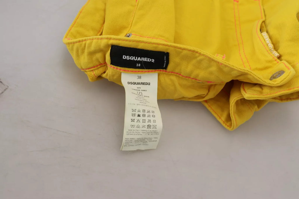 Shorts taille haute amples femme en coton jaune Dsquared²
