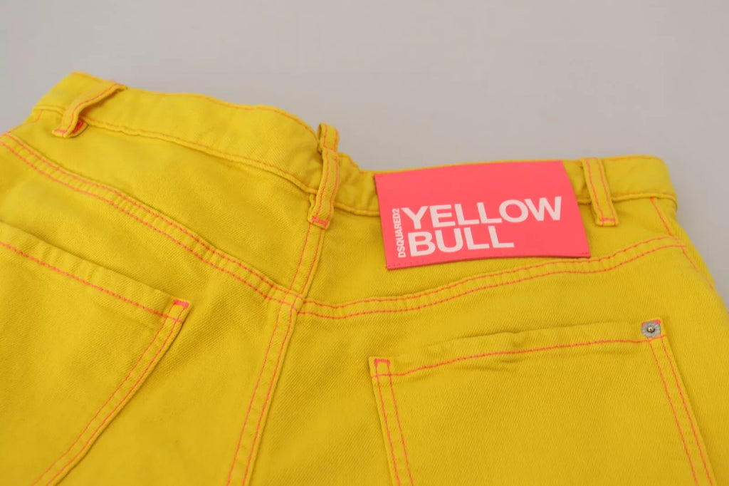 Shorts taille haute amples femme en coton jaune Dsquared²