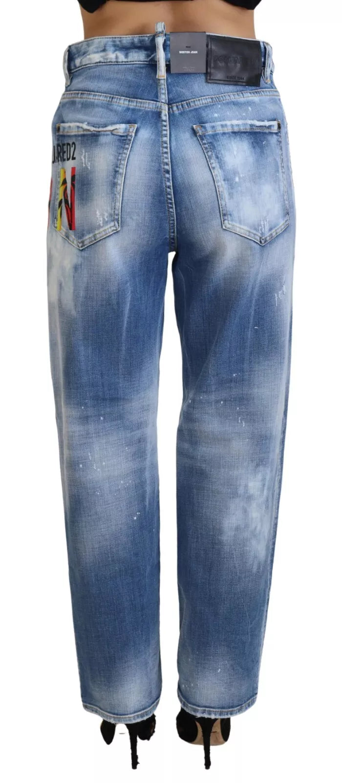 Jeans Dsquared² droit taille haute en denim Icon bleu Boston