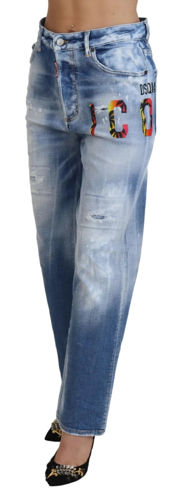Jeans Dsquared² droit taille haute en denim Icon bleu Boston