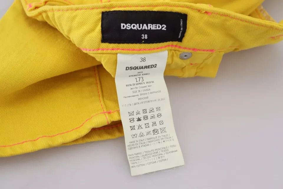Jean denim Dsquared² Jennifer taille basse court en coton jaune