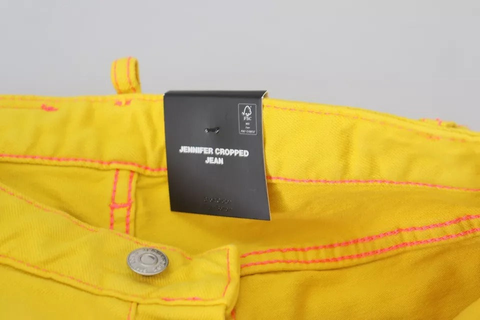 Jean denim Dsquared² Jennifer taille basse court en coton jaune