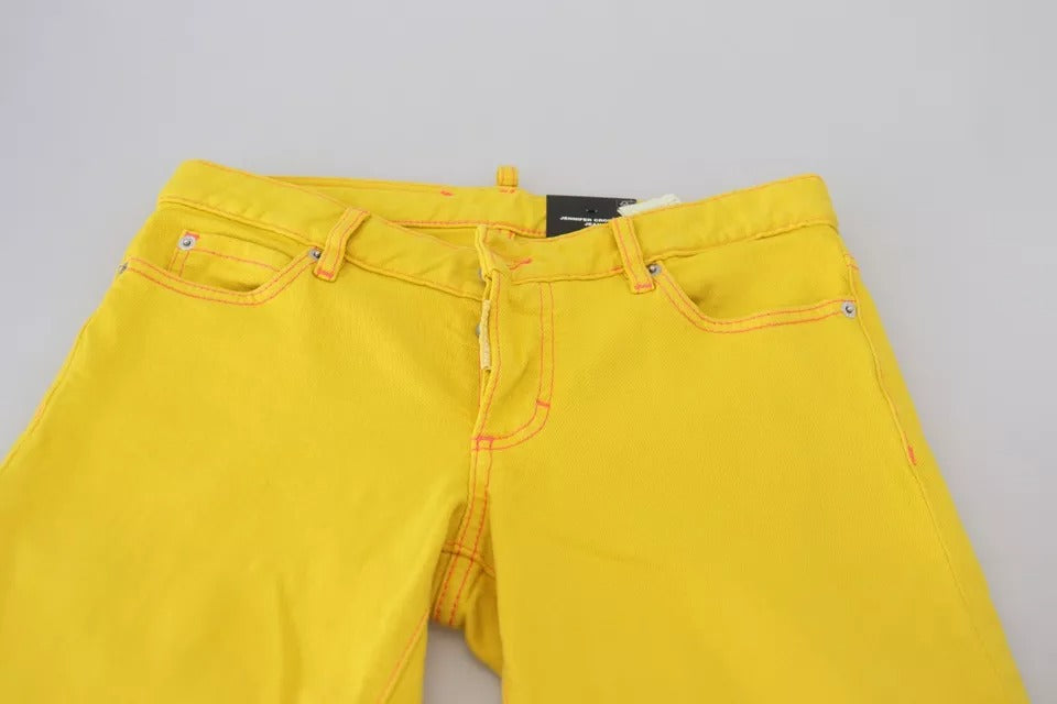 Jean denim Dsquared² Jennifer taille basse court en coton jaune
