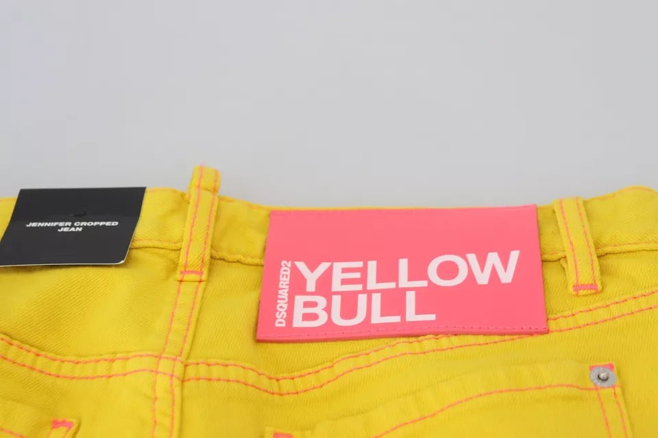 Jean denim Dsquared² Jennifer taille basse court en coton jaune