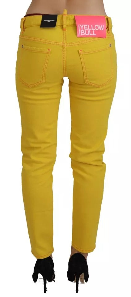 Jean denim Dsquared² Jennifer taille basse court en coton jaune