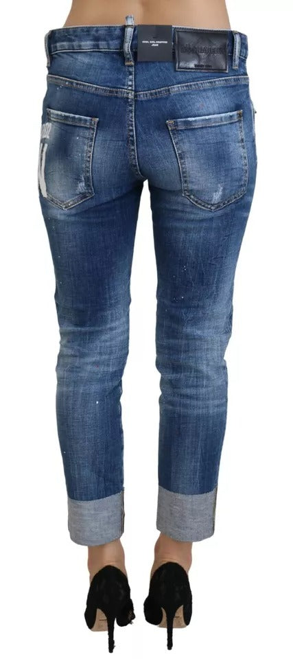 Jean Dsquared² en denim Cool Girl court taille basse Blue Icon