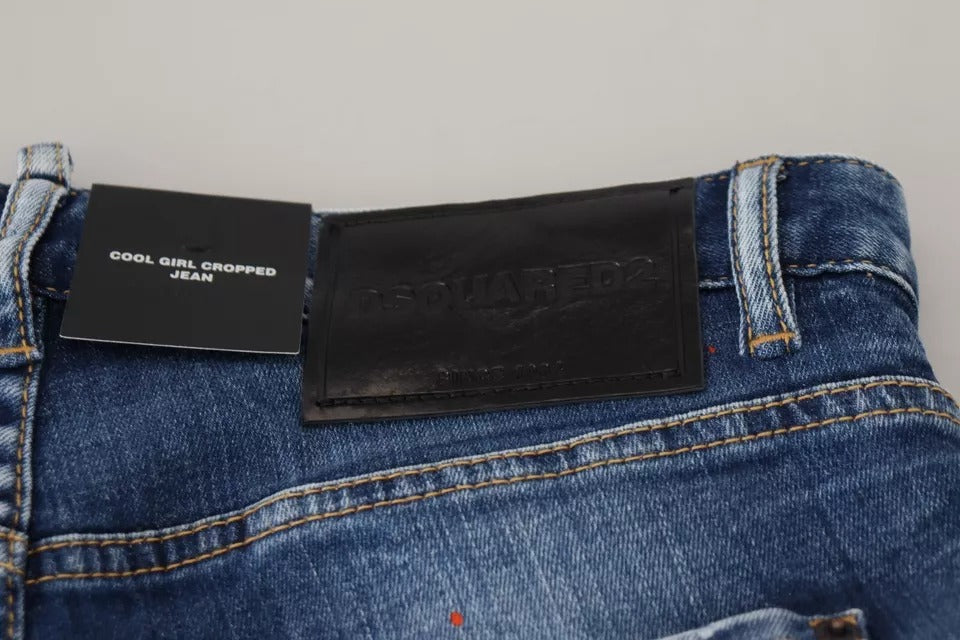 Jean Dsquared² en denim Cool Girl court taille basse Blue Icon