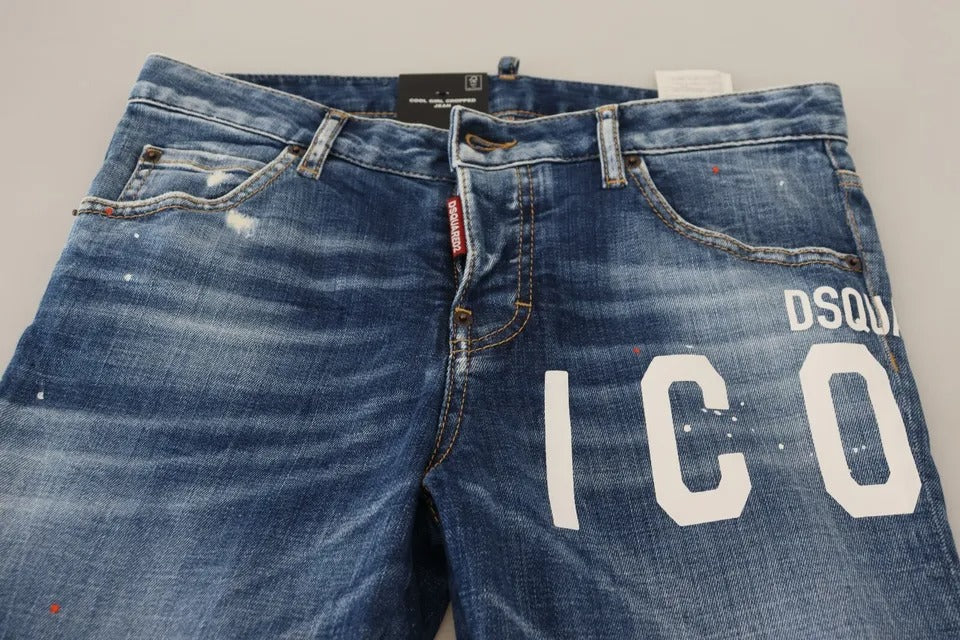 Jean Dsquared² en denim Cool Girl court taille basse Blue Icon