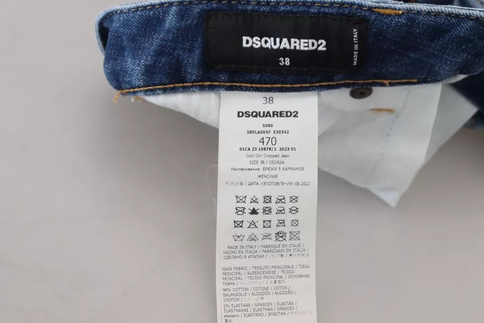 Jean Dsquared² en denim Cool Girl court taille basse Blue Icon
