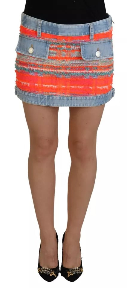 Jupe en jean trapèze taille basse en polyester multicolore Dsquared²