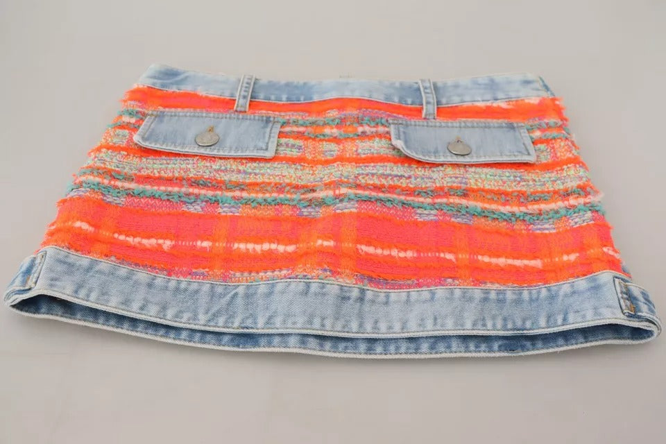 Jupe en jean trapèze taille basse en polyester multicolore Dsquared²