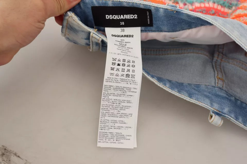Jupe en jean trapèze taille basse en polyester multicolore Dsquared²