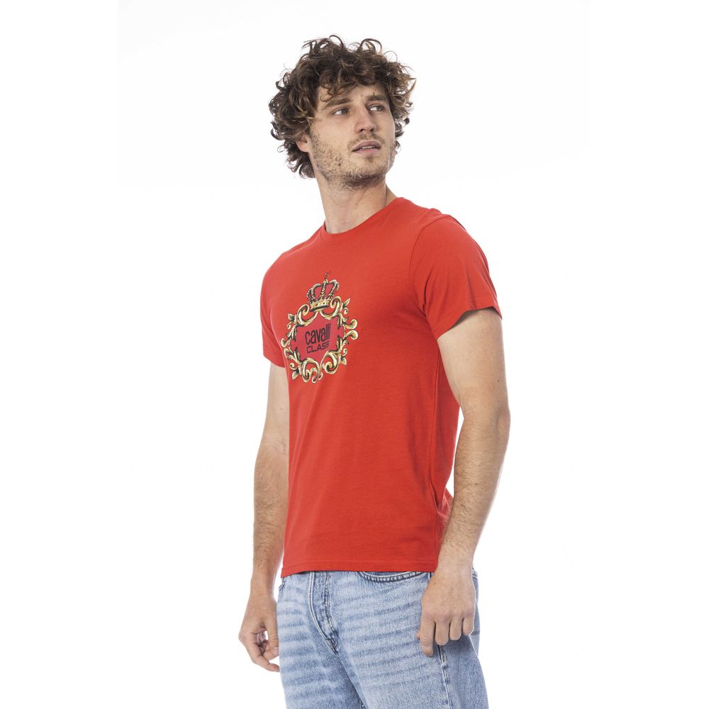 T-shirt rouge en coton Cavalli Class pour homme