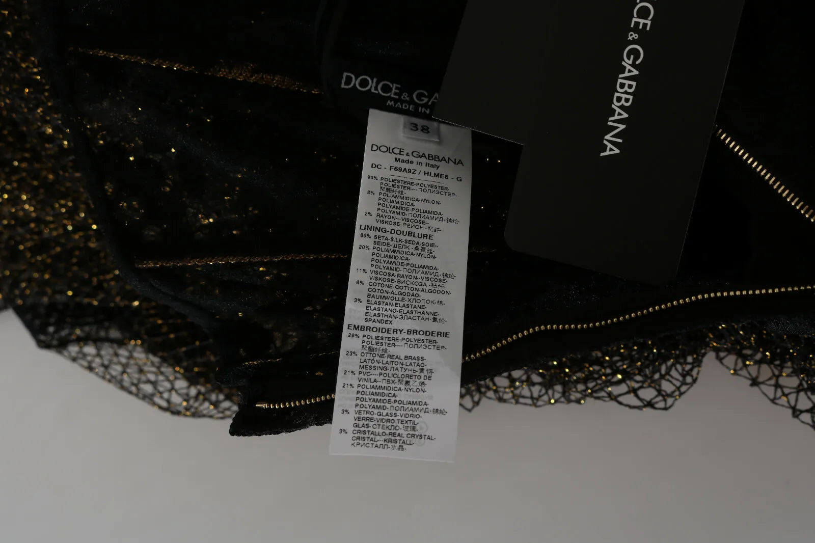 Dolce & Gabbana Black Gold Crystal Heart A-line Dress