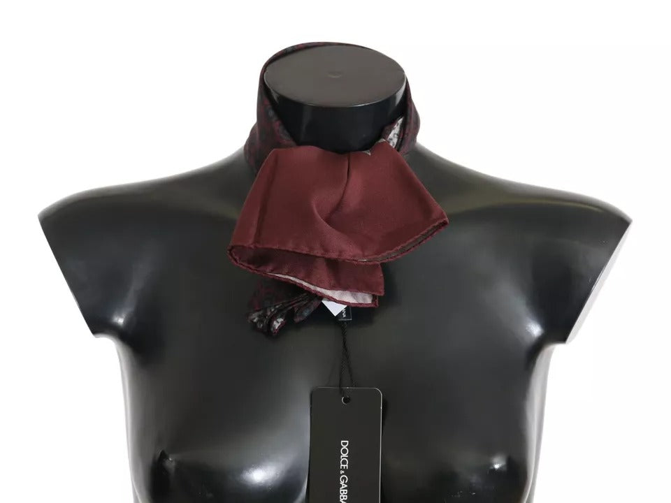 Écharpe femme Dolce & Gabbana Bordeaux 100 % soie imprimé floral
