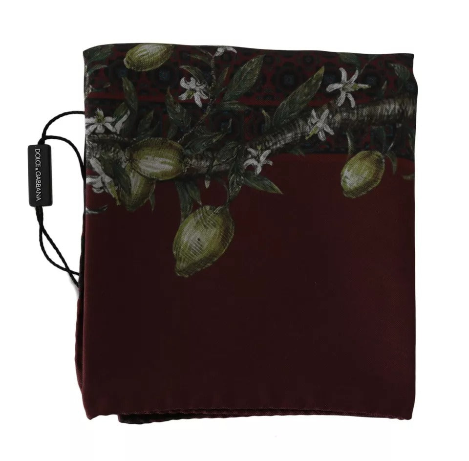 Écharpe femme Dolce & Gabbana Bordeaux 100 % soie imprimé floral