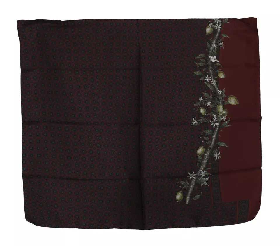 Écharpe femme Dolce & Gabbana Bordeaux 100 % soie imprimé floral