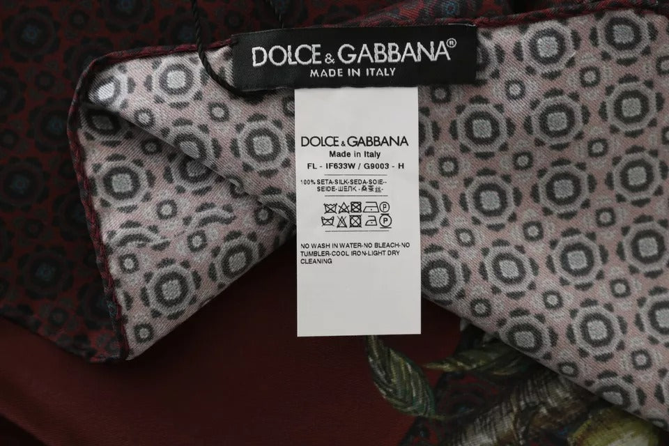 Écharpe femme Dolce & Gabbana Bordeaux 100 % soie imprimé floral