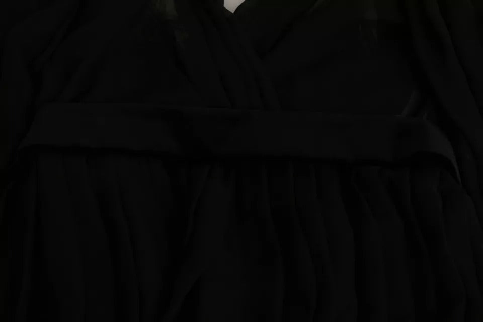 Robe courte plissée en maille noire mélangée de soie Dolce & Gabbana