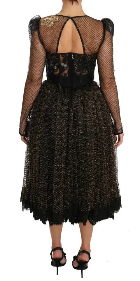 Robe trapèze Dolce & Gabbana en cœur de cristal noir et or