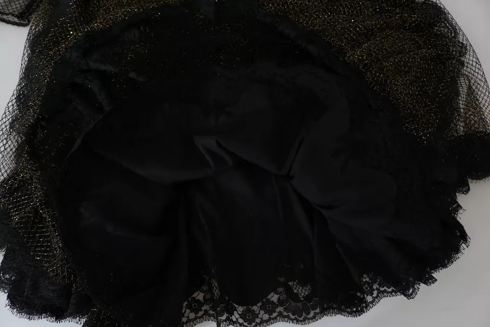 Dolce & Gabbana Schwarzes Gold Kristall-Herz A-Linien-Kleid